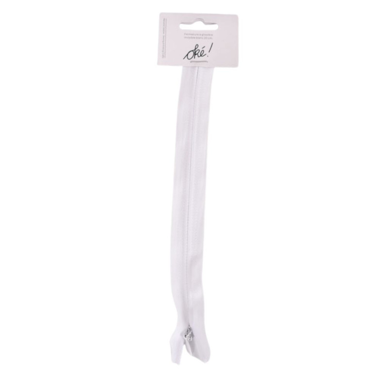 SACHET DE 6 / FERMETURE A GLISSIERE INVISIBLE 20 CM. BLANC